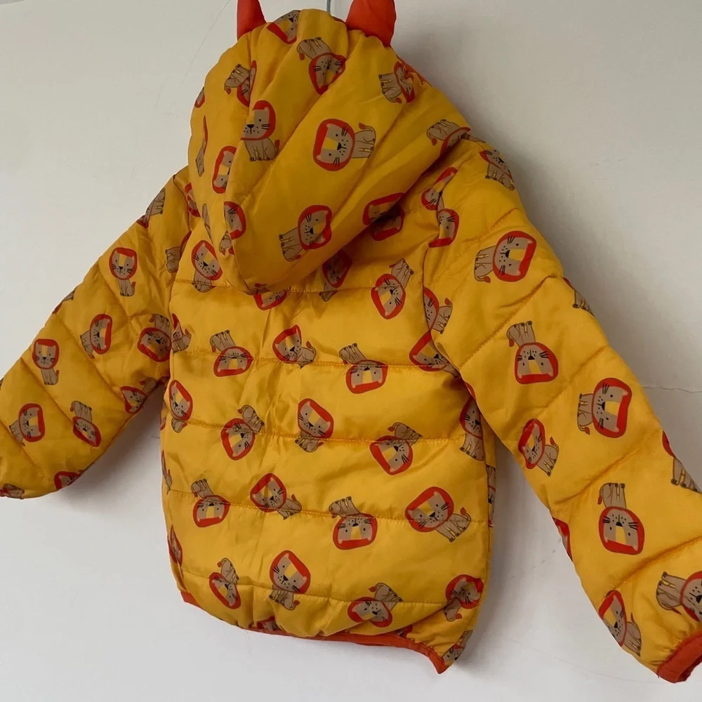 Robeez Ro + Me Yellow Orange Coat Jacket Lion Print Size 24 Months